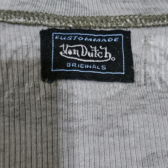 NWOT Von Dutch Deconstructed Camo Top Ribbed Scoop Neck Baby Tee Y2K 2000s Style - Picture 4 of 8
